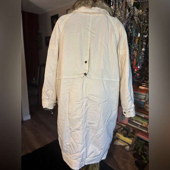 PIZAZZ Vintage 90s Cream Cotton Parka Faux Fur Collar Aspen Ski Lodge NWT M/L - Picture 9 of 17